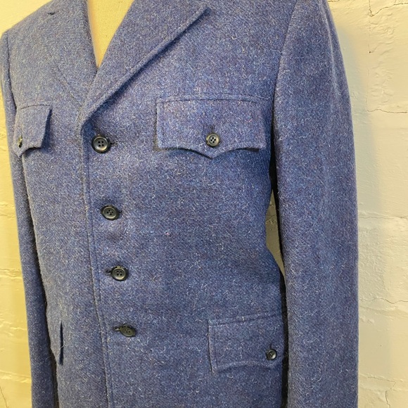 Vintage Ali Kong Custom Tailored Military Blazer in Blue Wool 4 Pockets Unisex - Picture 4 of 16